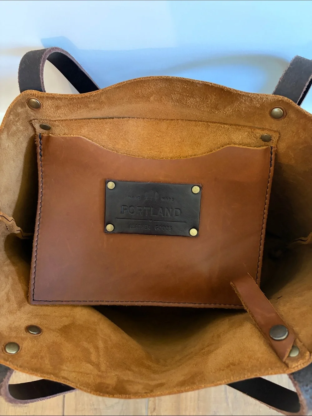 Portland Leather Classic Leather Tote Bag Honey Medium Classic